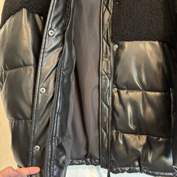 Good American Size 3 Large Faux Leather Cocoon Puffer Jacket - Picture 8 of 9